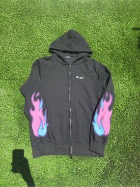 Stray Kids Bang Chan XMAS POPUP 2024 Flame-Graphic Black Zip up Hoodie